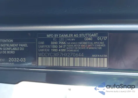 2017 Mercedes-Benz G 550 4Matic z USA, uszkodzony, nr VIN WDCYC3KF7HX270644